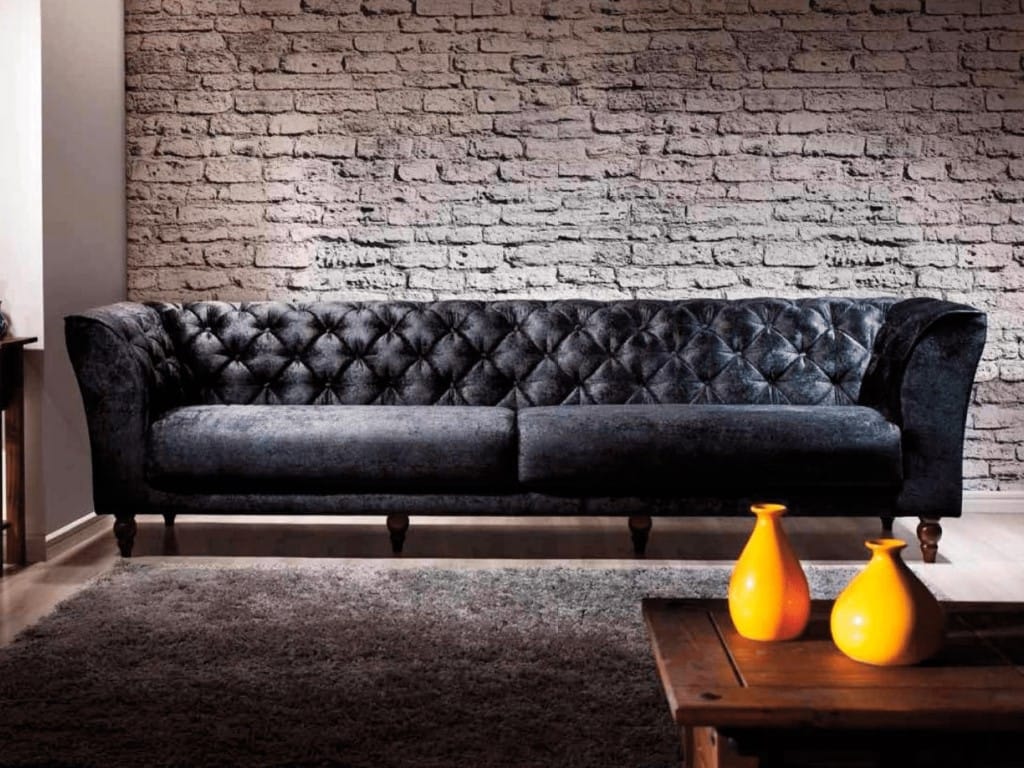 Sofa Stravinsky living tecido veludo escuro
