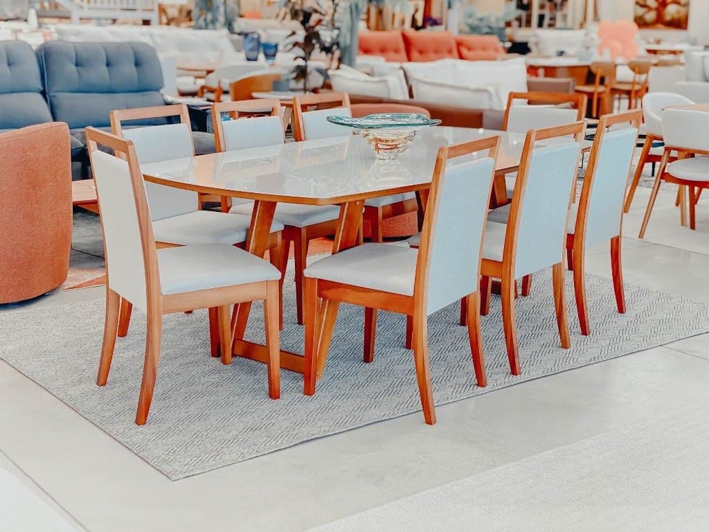 sala de jantar MH-5341 8 cadeiras em linho