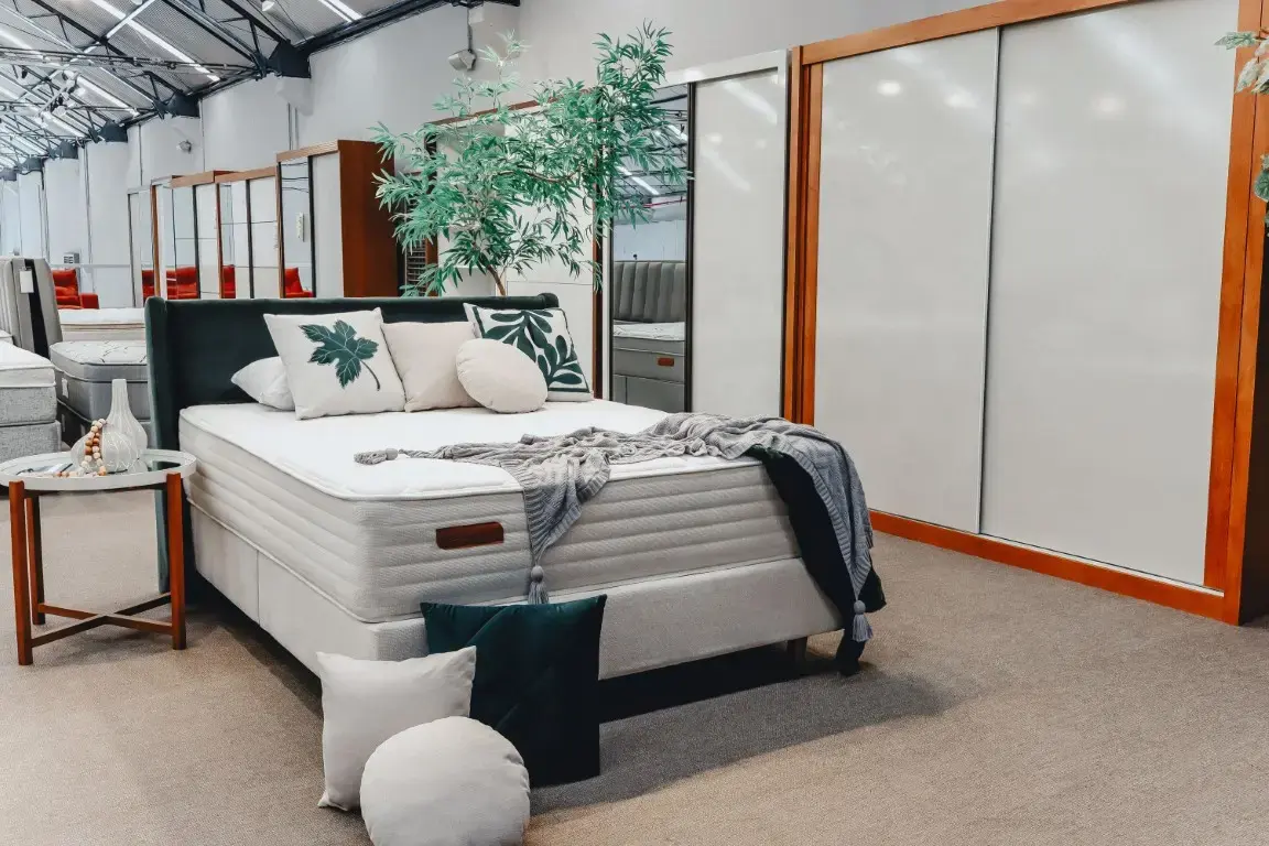 novo colchão premium lançamento ciello moveis cremona conjunto box tecido linho ambientado