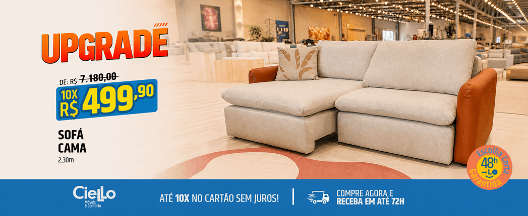 Imagem de banner para promoção de sofá cama.