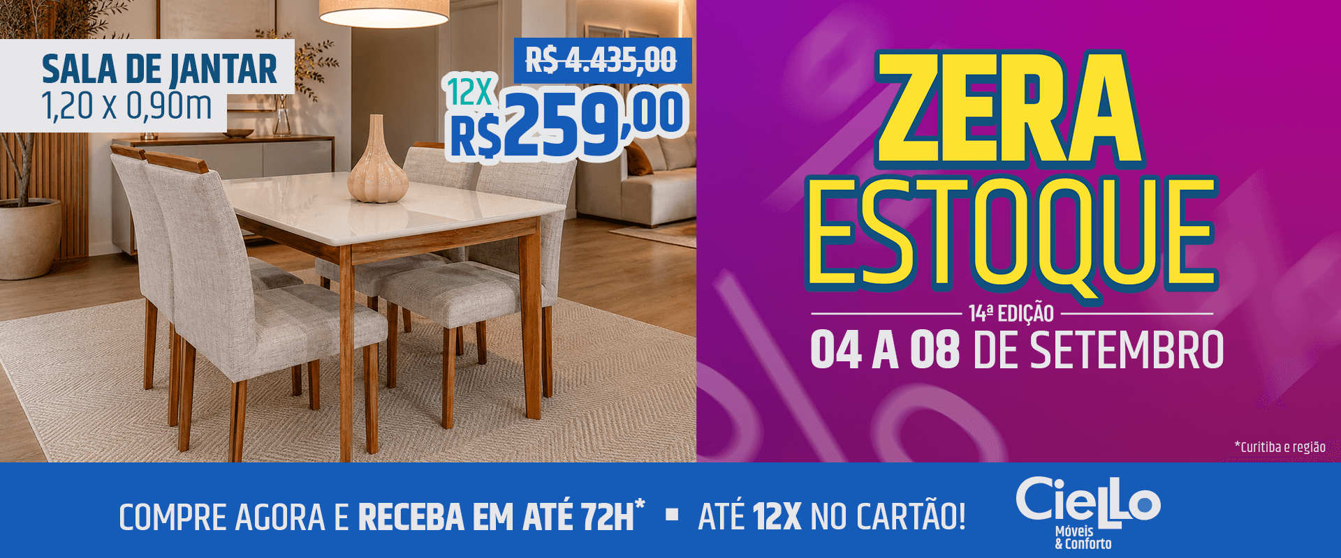 Banner Ciello Zera Estoque 04 a 08 de setembro