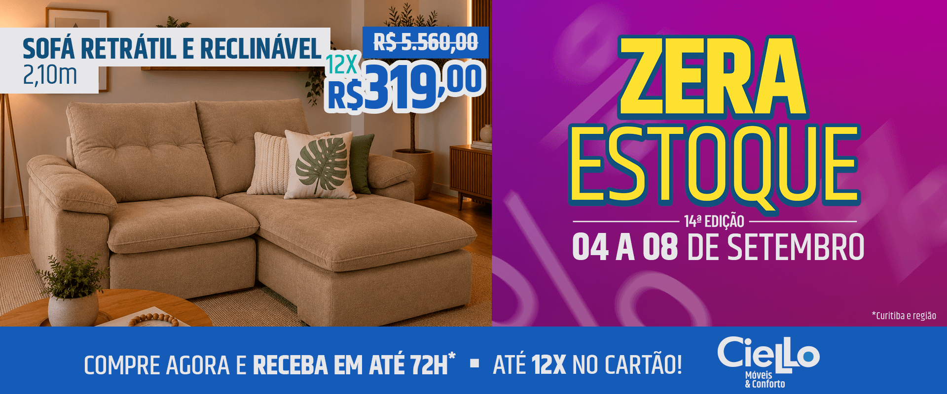 Banner Ciello Zera Estoque 04 a 08 de setembro